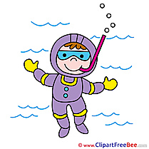 Diver Aqualung printable Illustrations for free