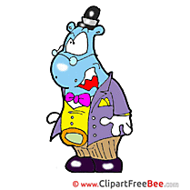 Gentleman Hippo Cliparts printable for free