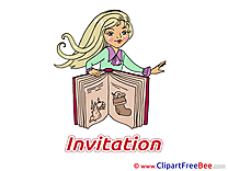 Book Girl Greeting Card download Invitations
