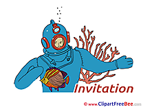 Diver Invitations download Greeting Cards