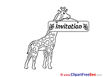 Giraffe free Postcards Invitations