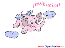 Pink Elephant Postcards Invitations for free