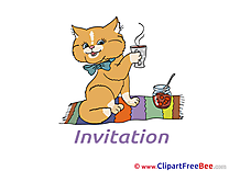 Tea Cat download Invitations Greeting Cards