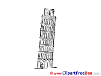 Leaning Tower Pisa printable Illustrations for free