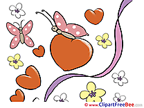 Butterflies Flowers Valentine's Day Illustrations for free