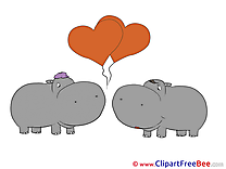 Hippos Balloons download Valentine's Day Illustrations