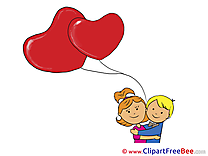Kids Balloons Pics Valentine's Day Illustration