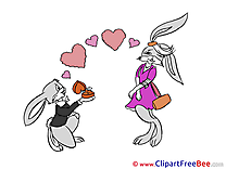 Rabbits Love Cliparts Valentine's Day for free