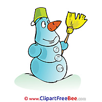 Broom Snowman Clipart Winter Illustrations