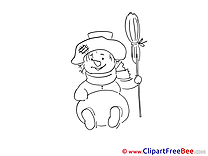 Broom Snowman Pics Winter free Cliparts