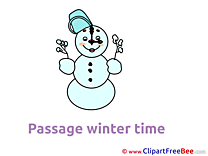 Clipart Snowman Clock Winter Illustrations