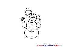 Clock Snowman printable Illustrations Winter