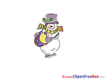 Drum Snowman Pics Winter Illustration