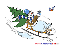 Sledge Snowman free Cliparts Winter