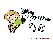 Girl with Zebra download printable Illustrations